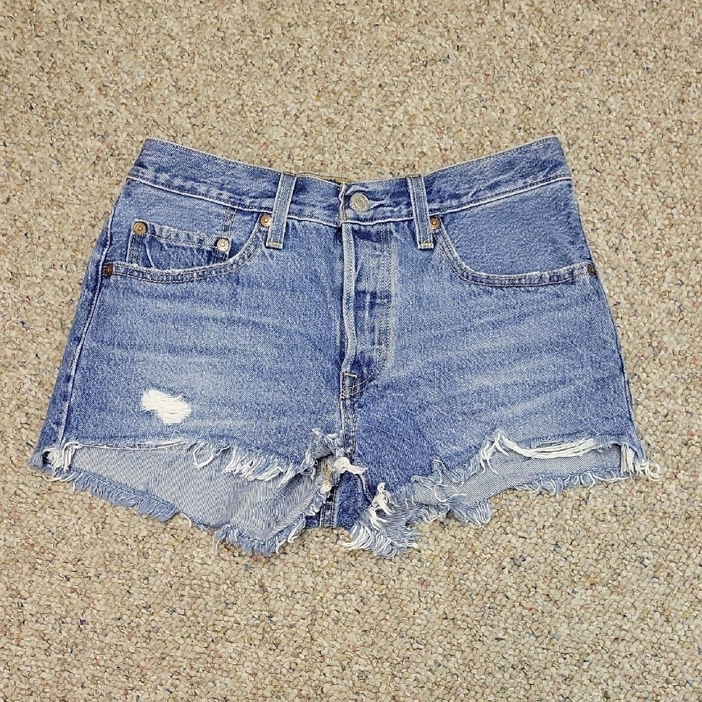 Levis Premium Denim 501 Denim Women's Shorts Sz 26 100% Cotton